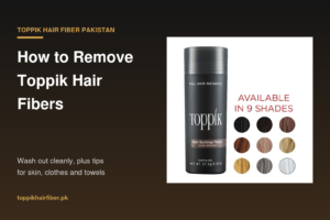 Toppik hair fiber bottle with guide to washing out hair fibers